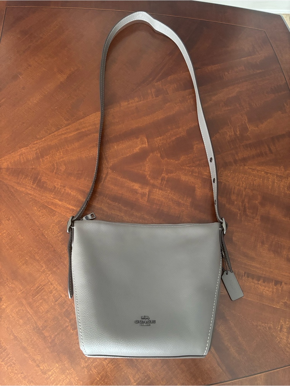 COACH Grey Pebbled Leather Crossbody Bag 21877 Gunmetal Hardware